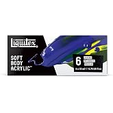 Liquitex Soft Body Acrylic Paint, 6 x 22ml (0.74-oz), Mixing Set | Low Viscosity, Highly Pigmented, Satin Finish, Retains Subtle Brush Strokes, Great Surface Coverage, Highly Versatile