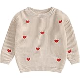 Karwuiio Toddler Baby Girl Boy Knit Sweater Long Sleeve Heart Sweater Infant Warm Fall Winter Pullover Sweatshirt Knitwear