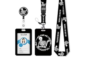 MCAPIRIVO ID Badge Holder with Breakaway Lanyard, Lanyards for ID Badges Name Tags ID Card Holder, Cute Badge Reel Badge Clip Retractable, Women Teacher Nurse Office Gift, Funny Xray Skeleton Skull Design
