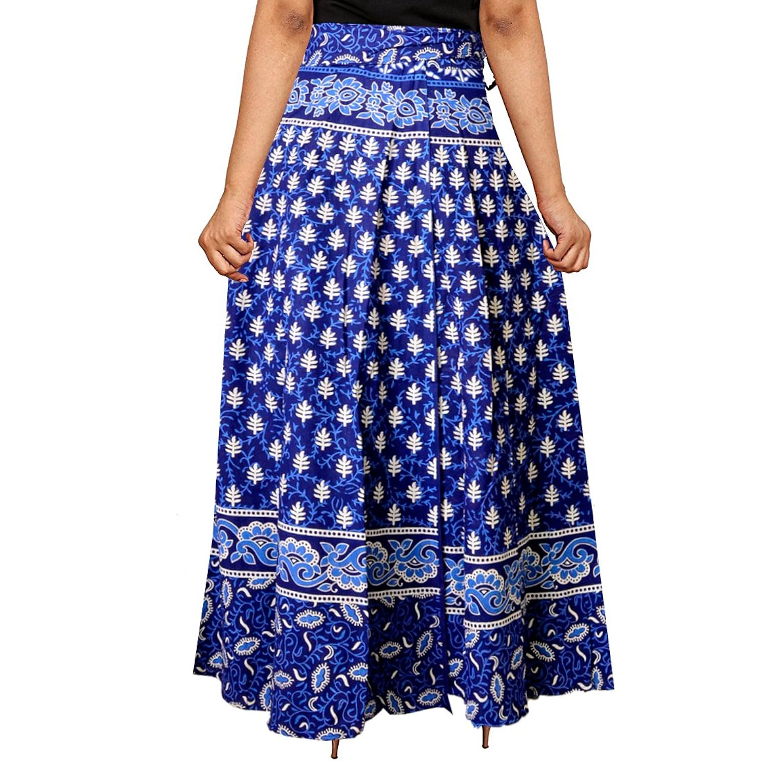 women's 100% pure cotton wrap around skirt with elegant print