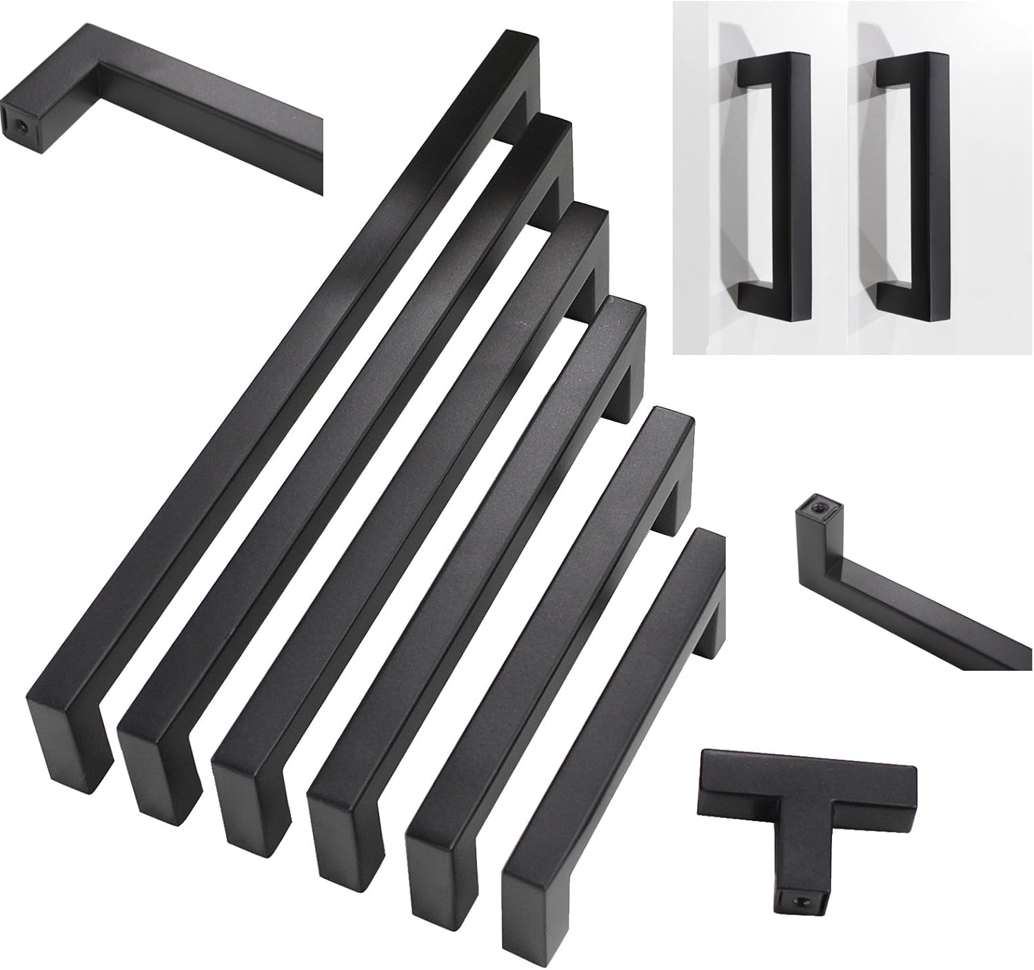 Best Black Square Bar Cabinet Handle 10Inches 10Pack