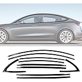 Window Chrome Delete for Tesla Model 3 Stainless Steel Black Window Trim | Stainless Steel, Glossy Black, Strong Adhesive, Easy Installation