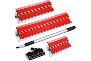 suokoun Drywall Skimming Blade Set, 10, 16 & 24 Inch Skimming Blade with 28-62 Inch Extension Handle, Professional Drywall Fi