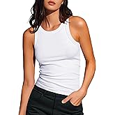 Artfish Women's Sleeveless Full Length Ribbed Fitted Racerback Workout Crew High Neck Basic Tank Top