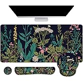 LATEEFAH Mouse Pad with Wrist Rest, Large Mouse Pad, Ergonomic Gaming Desk Pad Keyboard Wrist Rest Set, 4-in-1 Desk Mat Keyboard Mat for Home, Office