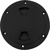 NVAAV 6 Inch Round Inspection Deck Plate Hatch with Detachable Cover, Black | Non-Slip Boat Hatch, Suitable for Ships, RV, Outdoor Facilities, ABS White Plastic, Attached 316 Stainless Steel Screw