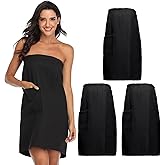 Trek Forte 3 Pcs Waffle Towel Wrap for Women Lightweight Spa Robe Bathrobe Shower Wraps with Adjustable Closure