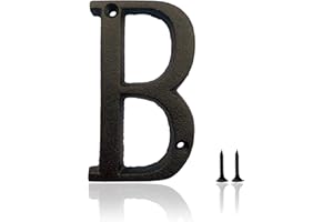HOMUS 5 Inch House Numbers, Cast Iron House Numbers for Outside, Address Numbers for Houses, Farmhouse, Garage, Shop, Offices, Hotel, LETTER B