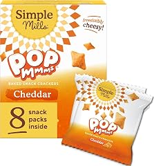 Simple Mills Pop Mmms Cheddar Baked Snack Pack Crackers, Healthy Snacks for Kids, Individual Packs, Gluten Free, 8 Ct (Pack o