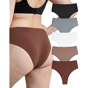 FallSweet No Show Cheeky Underwear Seamless High Waisted Bikini Panties | Cheeky Back, High Cut, High Rise, No Panty Line, S-