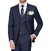 Men's 3 Piece Slim Fit Suit Set 2 Button Dress Suits Formal Tuxedo Blazer Jacket Vest Pants Set