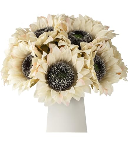 6 Tournesols Artificiels Hauteur 60cm - Décoration Maison Ou Mariage En Soie Realiste