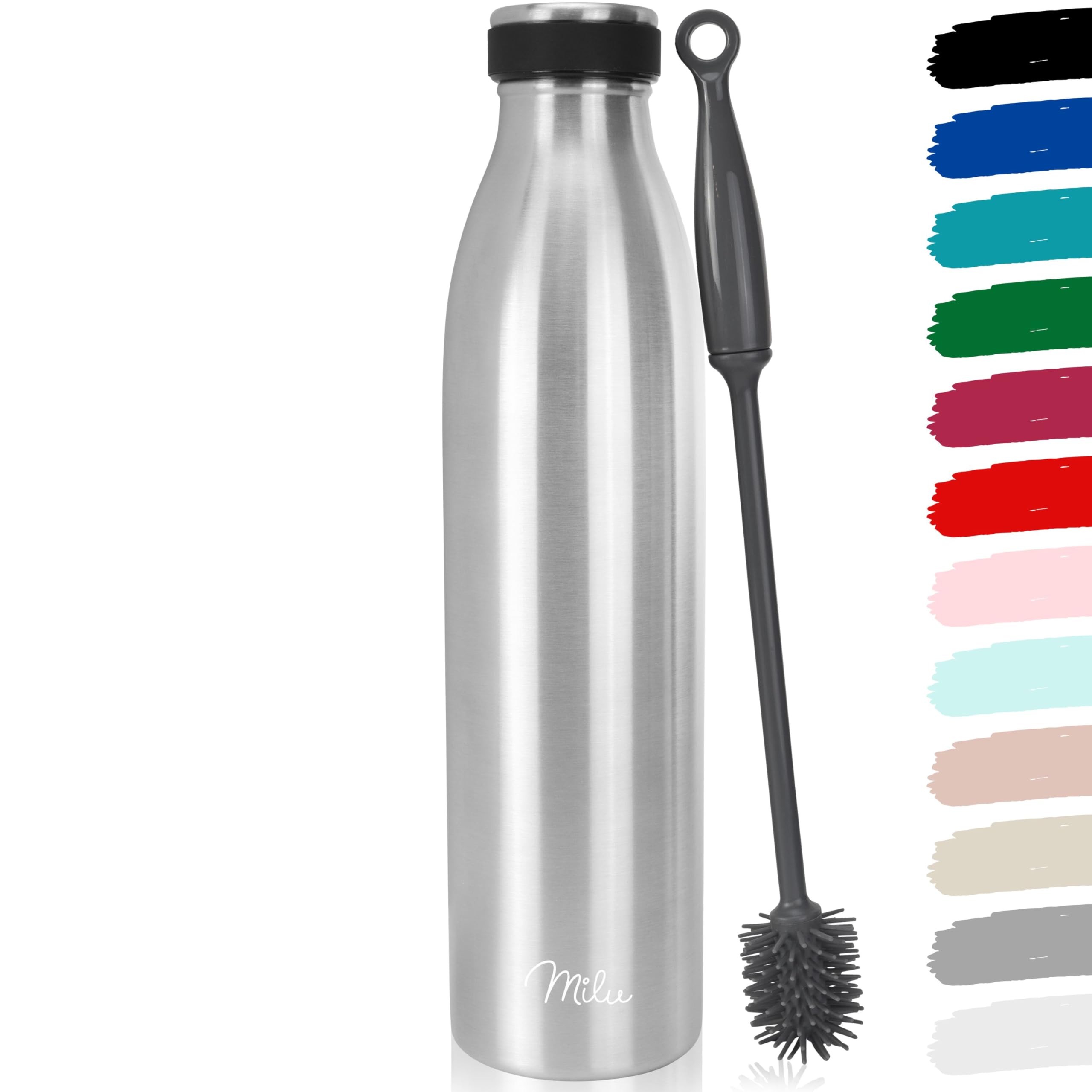 Milu Stainless Steel Drinking Bottle 1500 ml - Insulated Thermo Flask for Water - Leak Proof, Insulated and Double Walled, Carbonated(Stainless Steel, 1,5L)