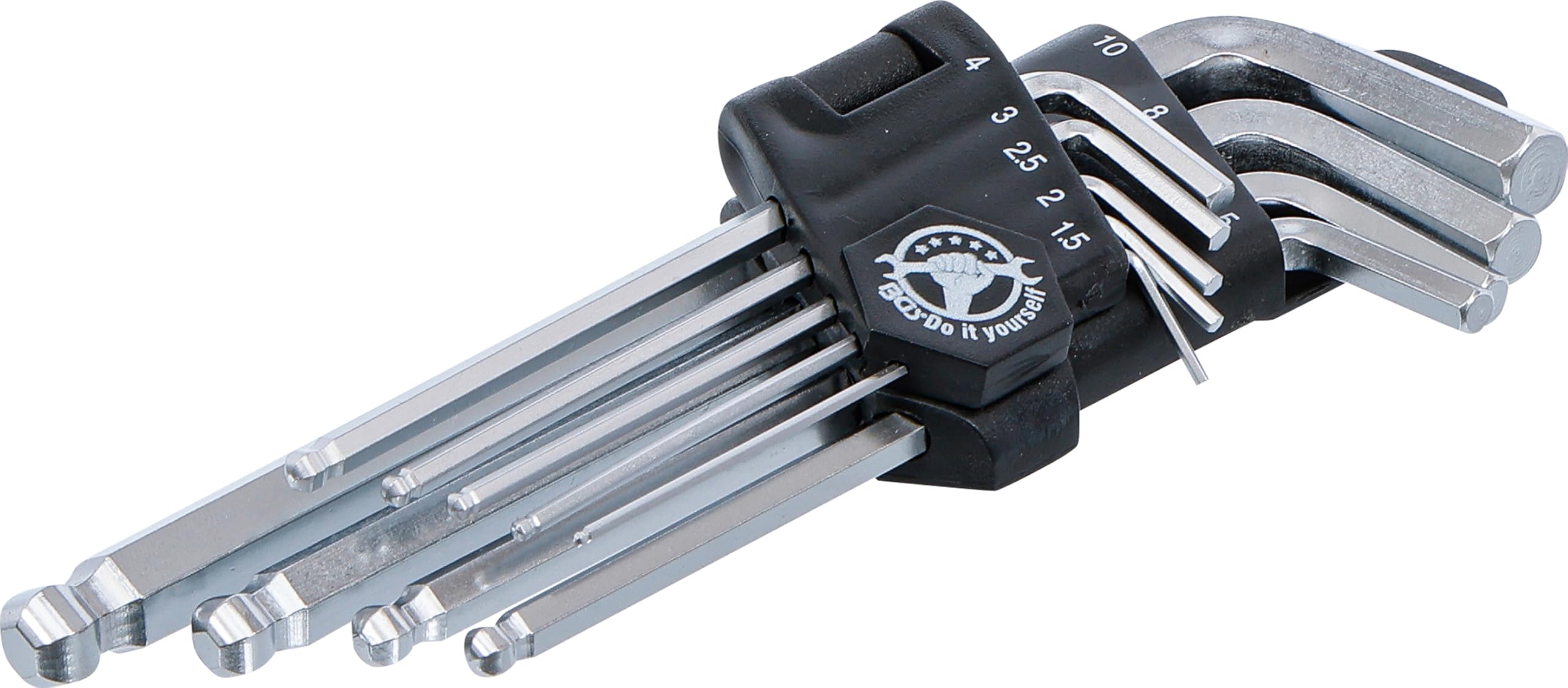 BGS Diy 815 | L-Type Wrench Set | internal Hexagon / internal Hexagon with Ball Head 1.5 - 10 mm | 9 pcs.