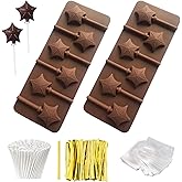 2Pcs Lollipop Molds Set Silicone Lollipop Molds Sucker Molds,100 Pcs Lollipop Sucker Sticks,100Pcs Candy Treat Bags,100Pcs Go