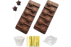 2Pcs Lollipop Molds Set Silicone Lollipop Molds Sucker Molds,100 Pcs Lollipop Sucker Sticks,100Pcs Candy Treat Bags,100Pcs Go