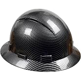 Full Brim Hard Hat - OSHA Safety Helmet Durable Lightweight Carbon Fiber Hard Hat, 6-Point Ratchet Suspension Protective Gear for Men and Women
