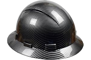 TOKISHI Full Brim Hard Hat - OSHA Safety Helmet Durable Lightweight Carbon Fiber Hard Hat, 6-Point Ratchet Suspension Protective Gear for Men and Women