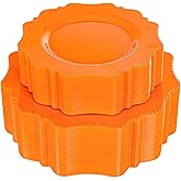COLOSUS 60 pcs Orange Plastic Plates -Thanksgiving Plastic Plates for Party include 30 Dinner Plate and 30 Dessert/Salad Plate for Wedding,Party,Anniversary,Daily Use