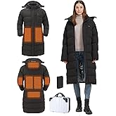 Windpost Heated Jackets for Women-Long Winter Styles,8 Heating Zones,10000mAh Battery.For Camping/Skiing