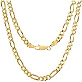 KISPER Men’s 18K Gold Plated Sterling Silver Figaro Chain Necklace – 5mm Solid Italian Link with Lobster Clasp, Made in Italy