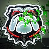University Football Bulldogs Neon Sign,Neon Light LED Sign for Sports Fans Gifts,Neon Wall Art Sign Dimmable for Man Cave、Dormitory