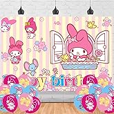 My Cute Melody Birthday Party Supplies Backdrop 5x3 My Cute Melody Happy Birthday Background Photography My Pink Party Decorations Banner Photo Booth Props
