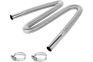 Taicols 59-inch Diesel Engine Heater Exhaust Pipe 1 "Inner Diameter Flexible Exhaust Pipe Stainless Steel clamp Bracket Exhau