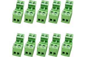 Jienk 10Pcs 2-Pin 300V 10A 5.08mm Pitch PCB Mount Screw Terminal Block Connector for 28-12AWG Cable
