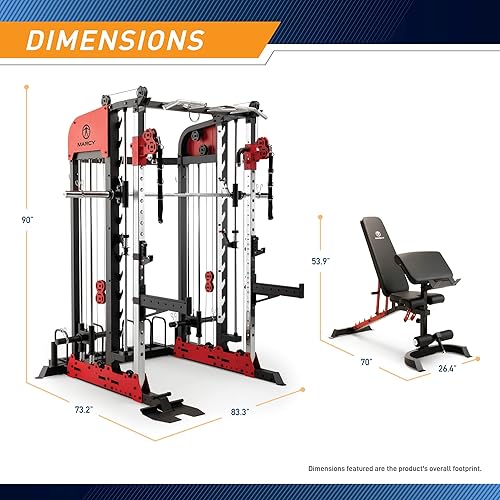 Marcy Pro Deluxe Smith Cage Home Gym System for Weight Training SM