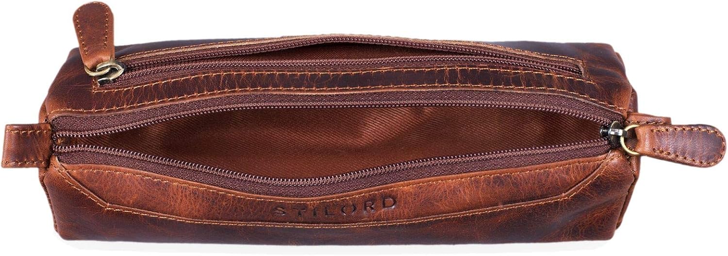 "Jim" Leather Pencil Case Vintage, Kara - Cognac - Image 5
