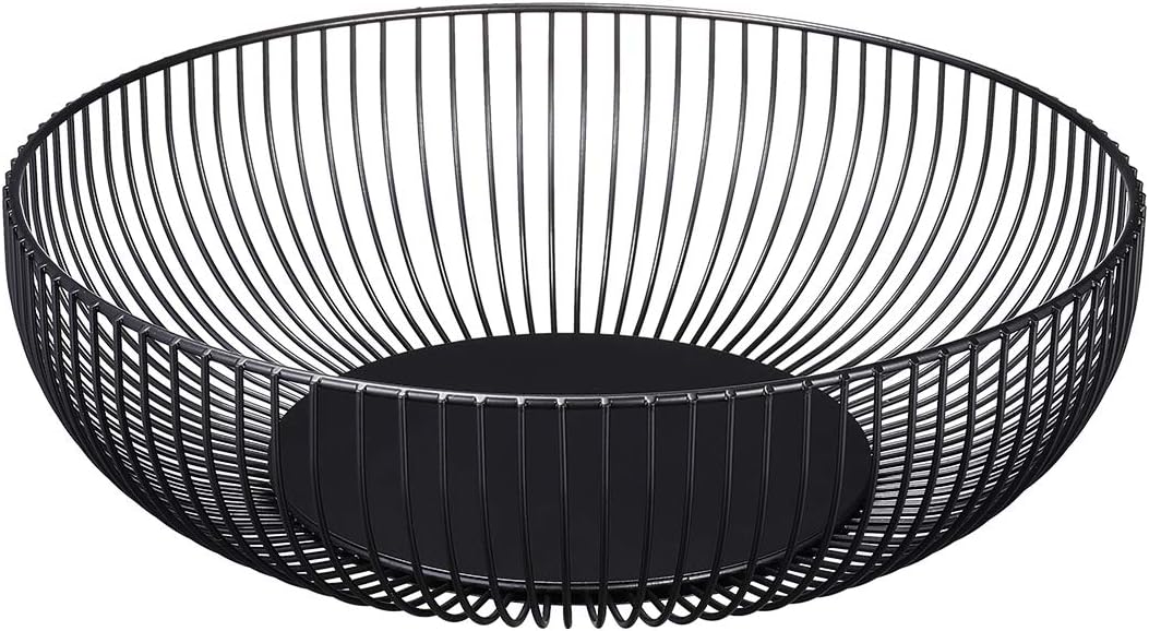 VORCOOL Fruit Wire Basket Iron Fruit Bowl Snack Plate Vegetable Storage Basket Table Dining Decoration, Black
