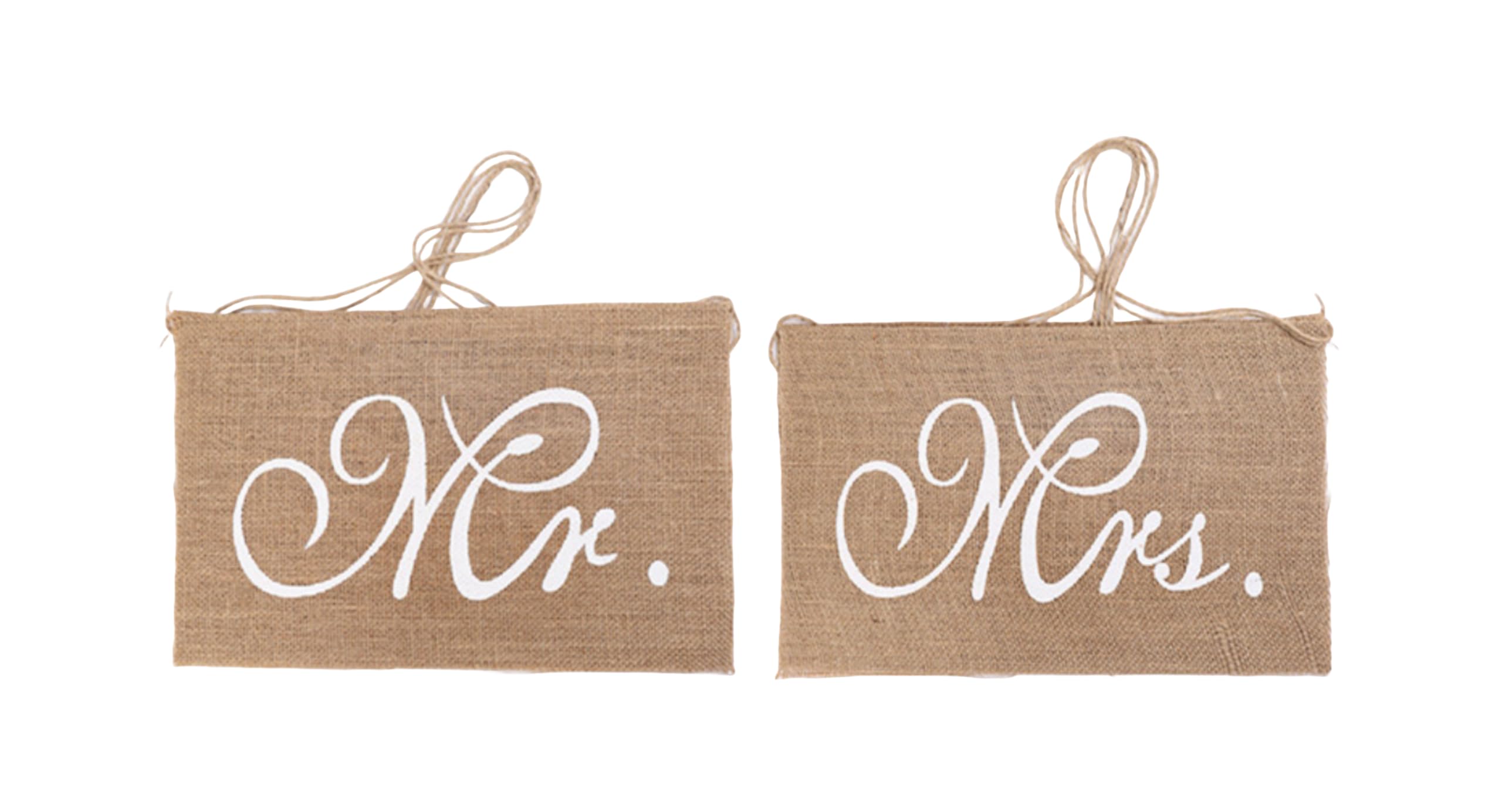 Mr & Mrs Sign Chair Wedding Bride Groom Chair Sign Set Jute Vintage Rustic Party Decoration Hessian Marry Wedding Decor Ceremony Celebration