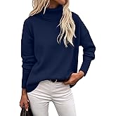 Zeagoo Women's Turtleneck Sweater 2026 Fall Winter Chunky Knitted Pullover High Low Hem Trendy Basic Jumper Top