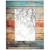 cfpolar 5x7 Picture Frame, Retro Summer Wooden Beach Wooden Photo Frame Fits 4x6 with Mat or 5x7 without Mat Photo, Display Photos for Wall or Tabletop Desk Home Gallery Living Room