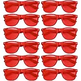 Geopty 12 Pack Colorful Lens Neon Party Sunglasses Bulk Adults Unisex Fun Colored Glasses Set