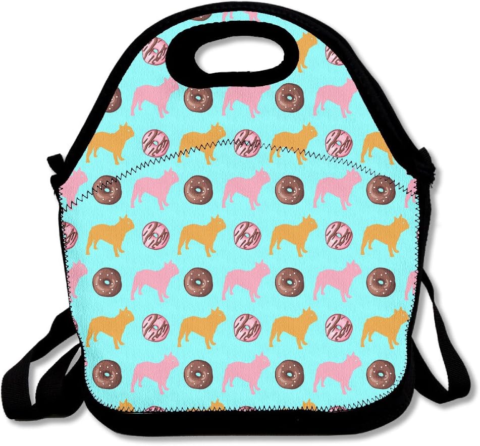 French Bulldog With Sprinkle Donut Waterproof Lunch Tote Bag Portable Picnic Lunch Box Food Container