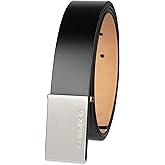 Calvin Klein Men's Modern Plaque Buckle Belt with Logo Detail for Dress Pants