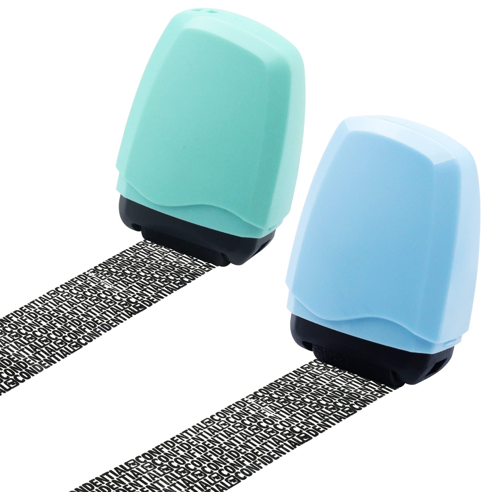 BEIJITA Identity Protection Roller Stamps, 2 Pcs Identity Theft Protection Stamp for ID Blockout - Privacy Confidential and Address Blocker (Green & Blue)