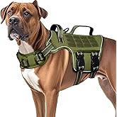 Dog Harness for Large Dogs Heavy Duty, Tactical No Pull Dog Harness with Molle System, Easy On and Off Service Dog Vest, Breathable Padded, Adjustable Reflective Pet Vest for Walking Hiking Training