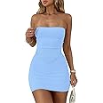 ANRABESS Women 2 Piece Skirt Sets Summer Strapless Crop Top Matching Bodycon Sexy Going Out Mini Club Dress Outfit Clothes