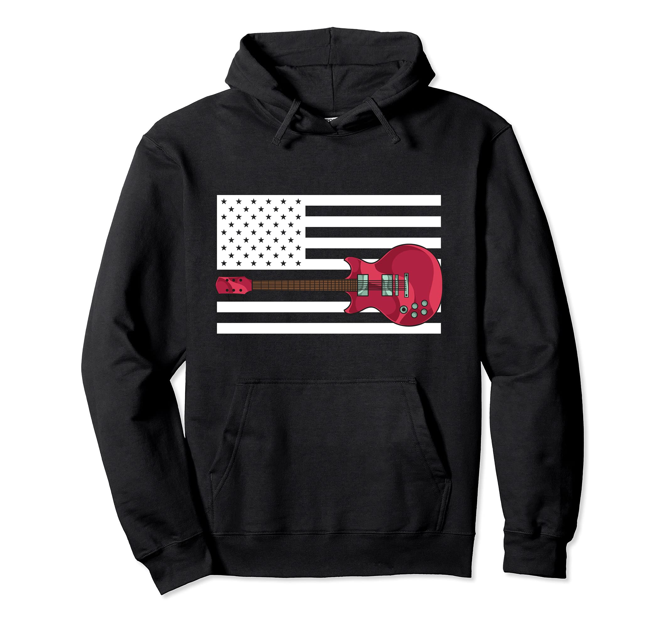 Guitarist US Flag Guitar Player 4th Of July Electric Guitar Pullover Hoodie