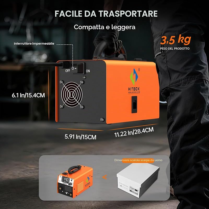 Saldatrice MIG 4 in 1 HITBOX 140A Inverter IGBT Gas/Senza gas ARC Lift-TIG