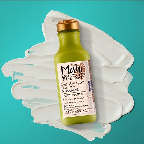 MAUI MOISTURE LIGHTWEIGHT CURLS + FLAXSEED CONDITIONER, CONDITIONING, PARABEN FREE, SILICONE FREE, 13 FL OZ
