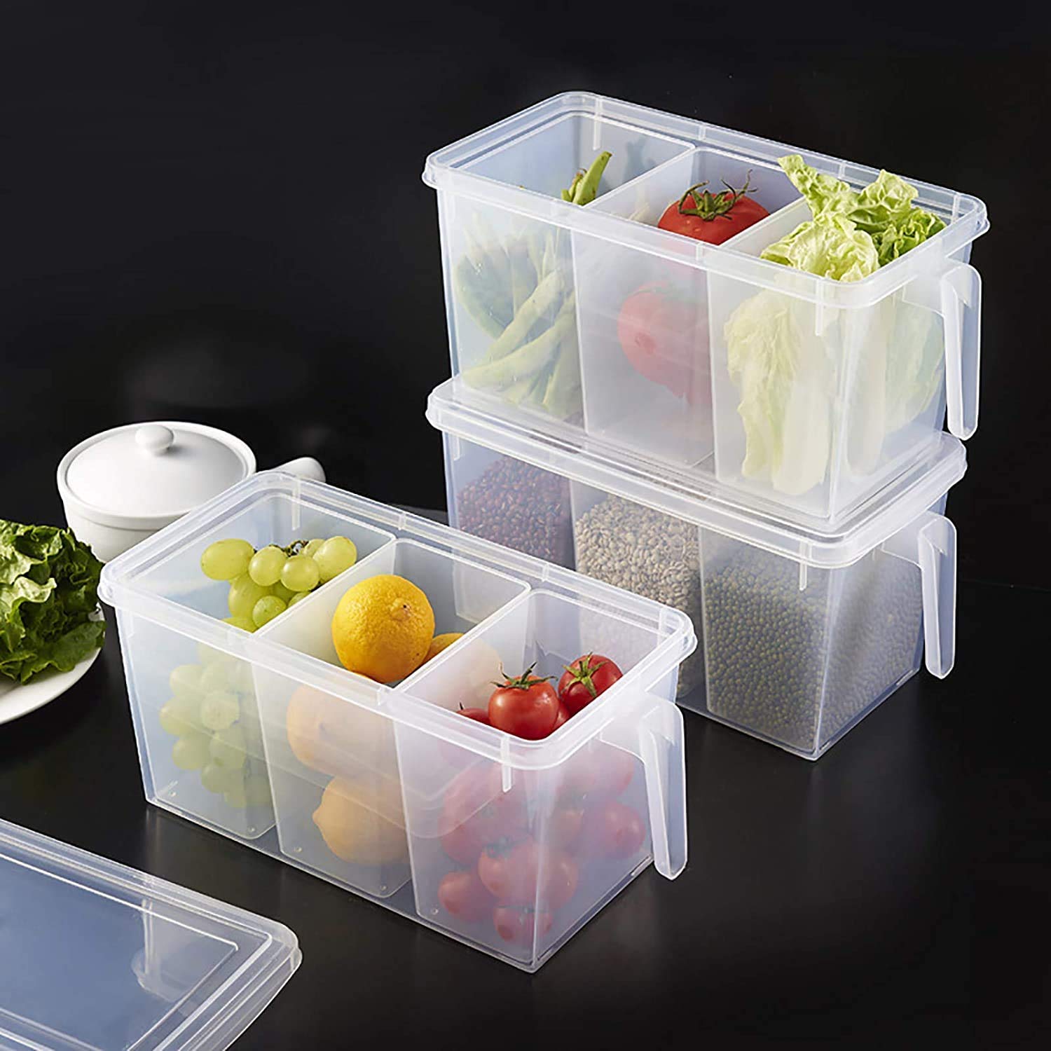 M K VILLA Refrigerator Food Storage Organizer Container Square Handle