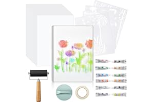 Fuyoooo 5'' x 7'' Gel Printing Plate Kit - Complete Set for Mixed Media Art, Monoprinting & Card Making - with Brayer, Stencils, Acrylic Paints, Printing Paper & Assistive Tools