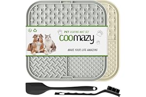 Coomazy Lick Mat for Dog and Cat, Slow Feeder & Non-Slip Design, Boredom and Anxiety Reducer, Suitable for Food, Treats, Yogurt, Peanut Butter and Liver Paste, Non-Toxic, 2-Packs