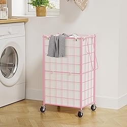 WOWLIVE Laundry Hamper with Wheels,Metal Wire Frame