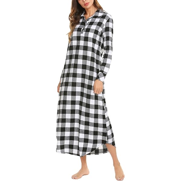 Women's Cozy Flannel Nightgown - Fuzzy Fleece Sleepwear For Winter (Multiple Sizes) - Warm Pullover Loungewear Dress
