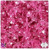 BeadTin Fuchsia Transparent 18mm Sunburst Craft Beads (135pcs)